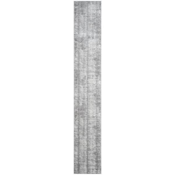Nourison Grey White 2 ft. x 12 ft. Abstract Contemporary Runner Abstract Hues Area Rug