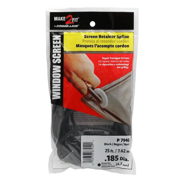 Prime-Line 0.185 in. x 25 ft. Black Screen Retainer Spline
