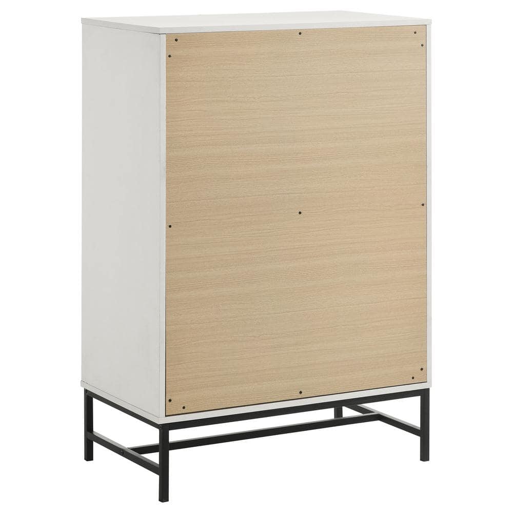 Sonora White 4-Drawer Chest with Black Metal Base