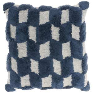 Nicole Curtis Navy Geometric 18 in. x 18 in. Throw Pillow