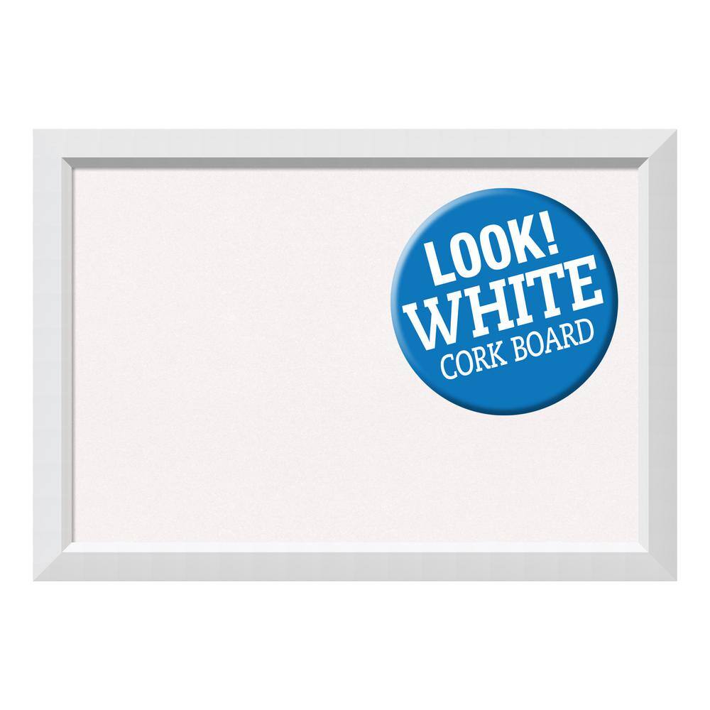 Blanco White Wood Framed Large Cork Bulletin Board