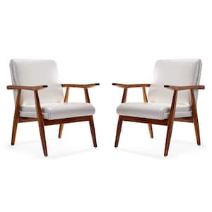 ArchDuke White and Amber Faux Leather Accent Arm Chair (Set of 2)