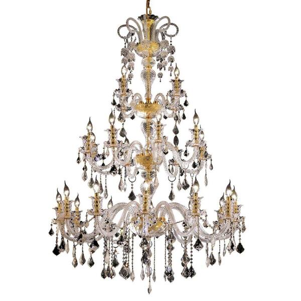 Elegant Lighting 24-Light Gold Chandelier with Clear Crystal