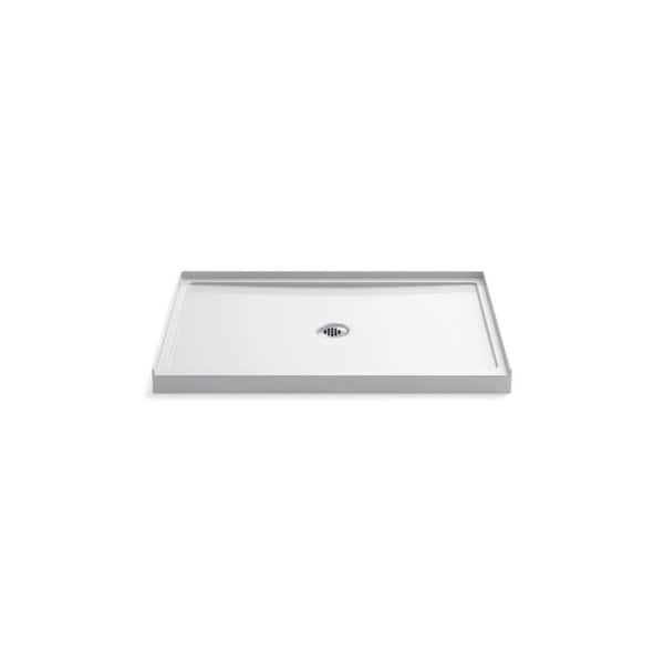 Rely 48 in. L x 34 in. W Alcove Shower Pan Base with Center Drain in White