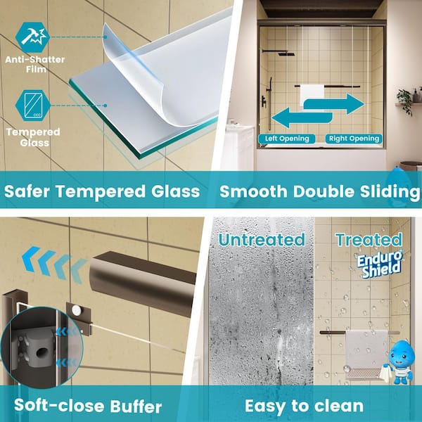 56 to 60 in. W x 58 in. H Sliding Framed Tub Door in Oil Rubbed Bronze with Clear Glass