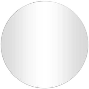 36 in. x 36 in. Simplistic Round Framed White Wall Mirror with Thin Minimalistic Frame