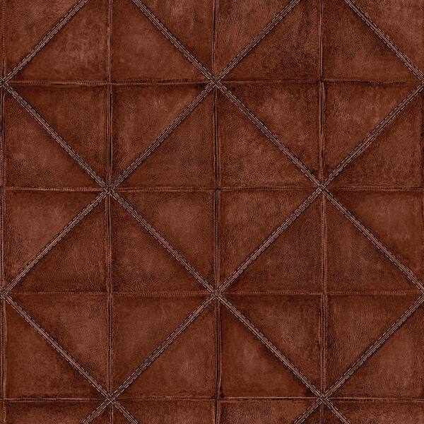 The Wallpaper Company 56 sq. ft. Mahogany Diamond Stitched Leather Wallpaper