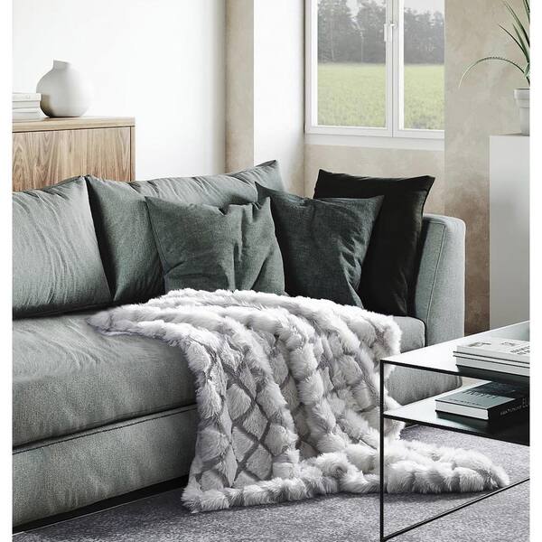 Pack of 2 Luxury Chevron Cotton Single Sofa Throw Blanket Grey 50 x 60 Inch 