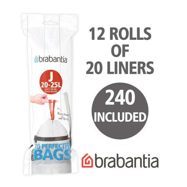 120 Easy Tie Durable Heavy Duty 5 Litre Bin Liner Bags For Brabantia Bin Size B