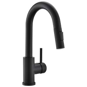 Stainless Steel 304 Single Handle Pull Down Bar Faucet with Water Supply Hoses and Ceramic Disc Cartridge in Matte Black