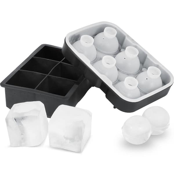 VEVOR Black Ice Cube Trays (Set of 2), 2-in-1 Combo with Silicone Sphere  Ice Ball Maker, Large Square Ice Cube Maker with Lid BQZZJHSTMBQ66DWGVV0 -  The Home Depot