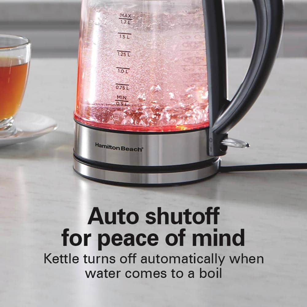 Hamilton Beach 1.7L Black and Stainless Steel Electric Kettle