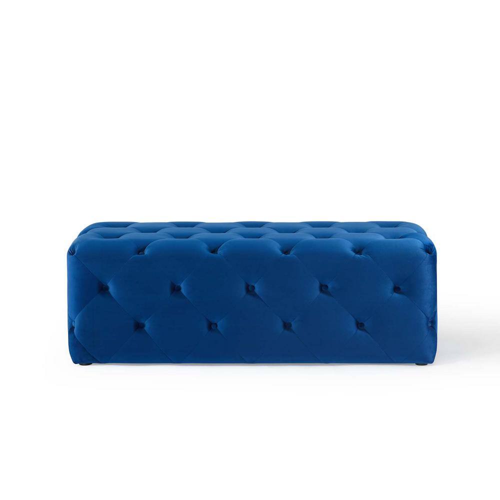 Navy 48-inch Luxe Velvet Tufted Entryway Bench with Dense Foam Padding
