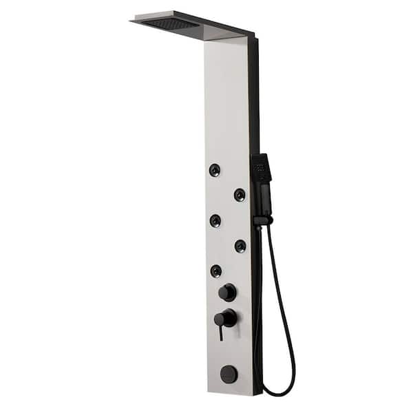 HOMEMYSTIQUE Dual 4-in-1 5-Jet Rainfall Shower Panel System with Rainfall Shower Head and Shower Wand in Black Nickel