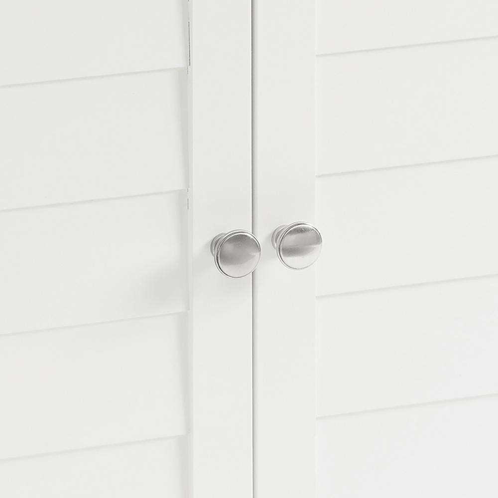 White Wooden Corner Bathroom Cabinet with Adjustable Shelves