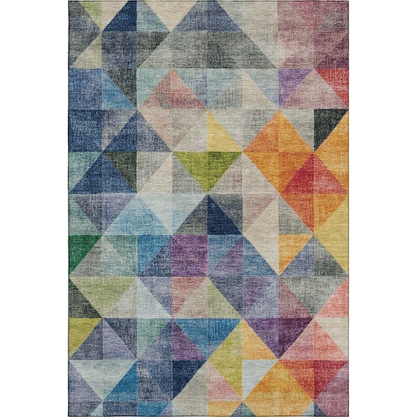 Mayfield Premium Machine Washable Abstract AMF2006 Putty 3 ft. x 4 ft. Area Rug