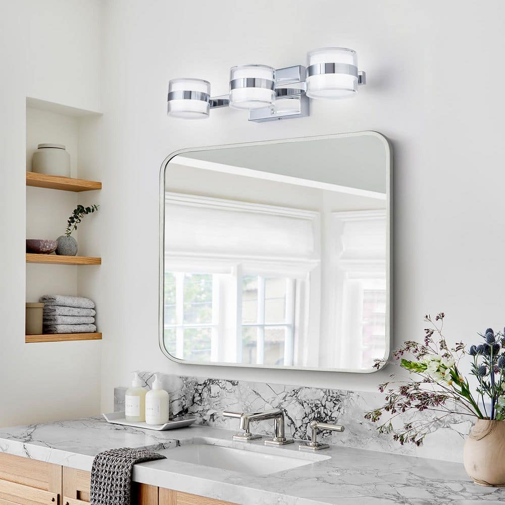 19.7" Chrome Acrylic 3-Light Dimmable Vanity Fixture