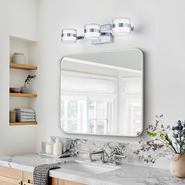 19.7 in. 3-light Modern Chrome Integrated LED Dimmable 3-CCT Vanity Light