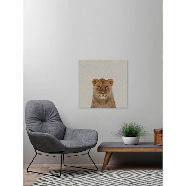 Unbranded 48 in. H x 48 in. W "Smiling Lion" by Marmont Hill Canvas Wall Art