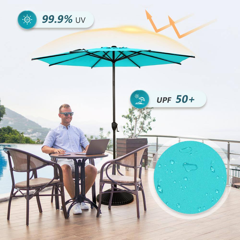 Light Blue and Charcoal Steel Round Market Umbrella