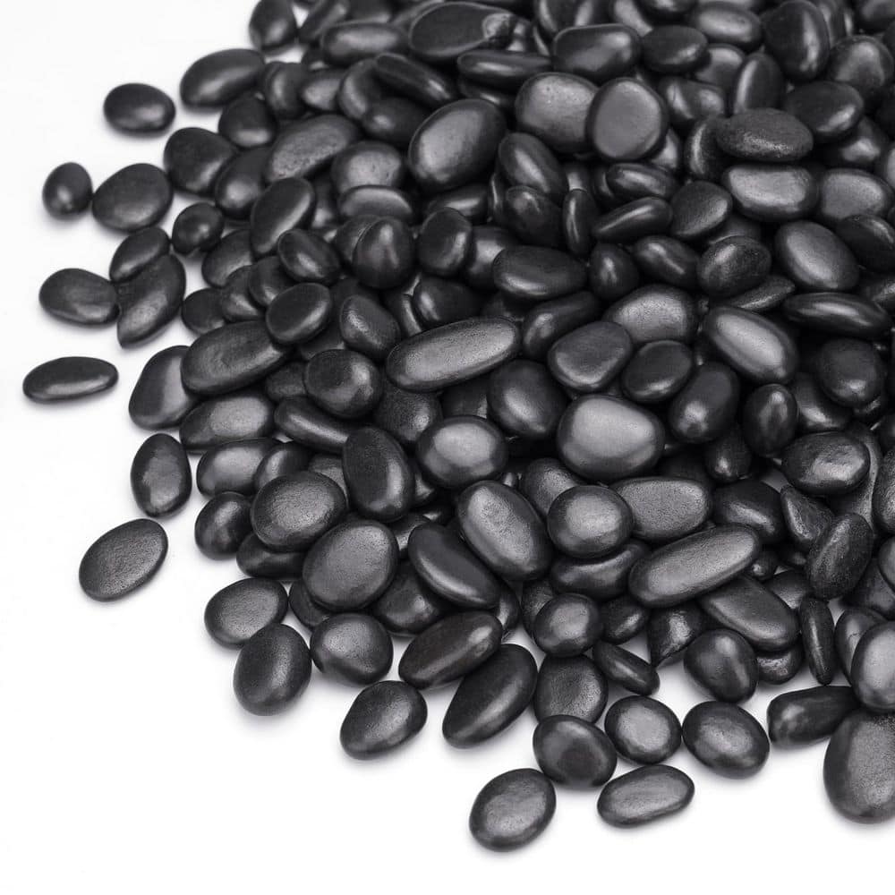 Highly Durable Rocks 10 lbs. Black Highly Polished Natural Pebbles Decorative River Rocks ...