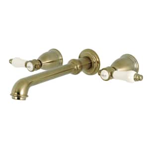 Bel-Air 2-Handle Wall Mount Bathroom Faucet in Brushed Brass
