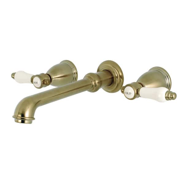 Kingston Brass Bel-Air 2-Handle Wall Mount Bathroom Faucet in Brushed Brass