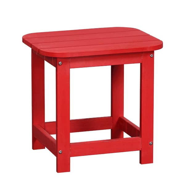 PolyTeak Outdoor Patio Plastic Compact Side Table Red