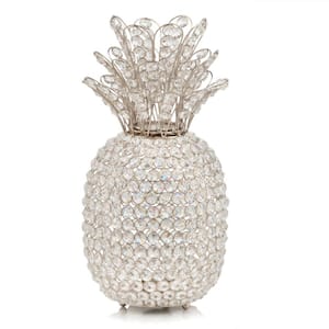 15 in. Silver Faux Crystal Pineapple Sculpture
