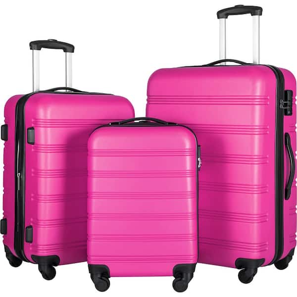 Xzkai 3 Piece Pink Spinner Wheels Luggage Set with TSA Lock Cai LUG 30