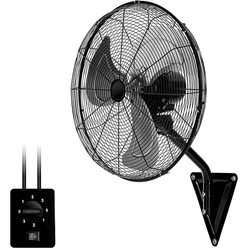 WOCK HICFM 20 in. 3 Speeds High Velocity Oscillating Wall Mounted Fan in Yellow with 1/3 HP Powerful Motor, 4800 CFM
