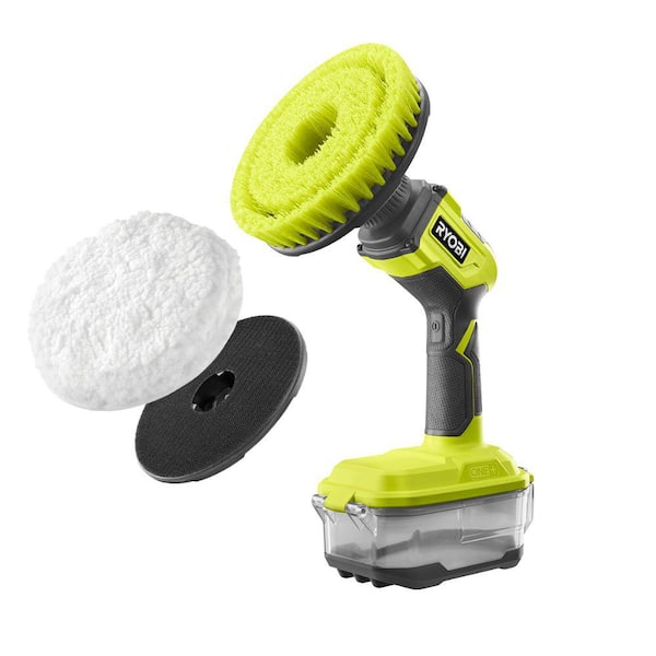 Ryobi One+ 18V Cordless Power Scrubber (Tool Only) with 6 in. 2-Piece Lambswool Microfiber Kit