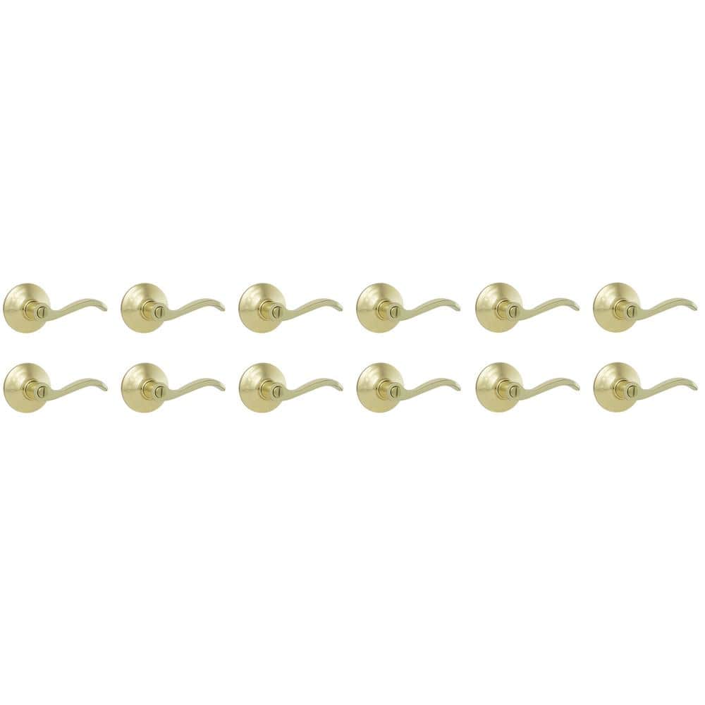 Naples Polished Brass Bed/Bath Door Lever 12-Pack