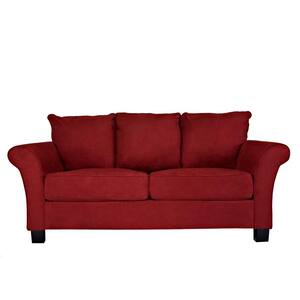 Milan 79.9 in. Crimson Red Polyester 2-Seater Lawson Sofa with Removable Cushions