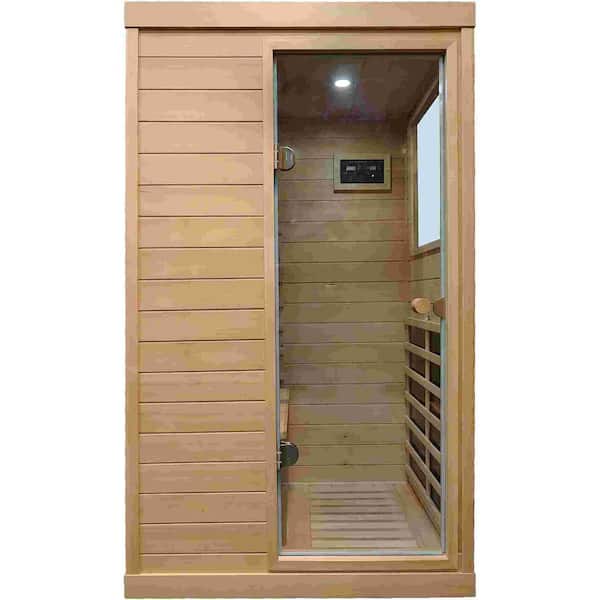 Xspracer Moray 1-Person Indoor Hemlock Sauna with 6 Far-infrared Carbon Heaters(Left and Right Door Randomly)