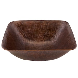 Square Hammered Copper Vessel Sink in Oil Rubbed Bronze