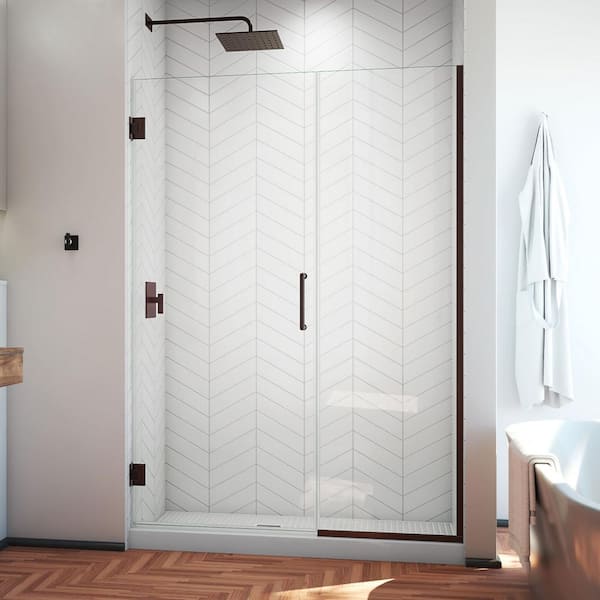 DreamLine Unidoor Plus 45 to 45.5 in. x 72 in. Frameless Hinged Shower Door in Oil Rubbed Bronze