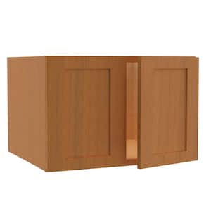 Hargrove Cinnamon Stained Plywood Shaker Assembled Wall Kitchen Cabinet Soft Close 27 W in. 24 D in. 18 in. H