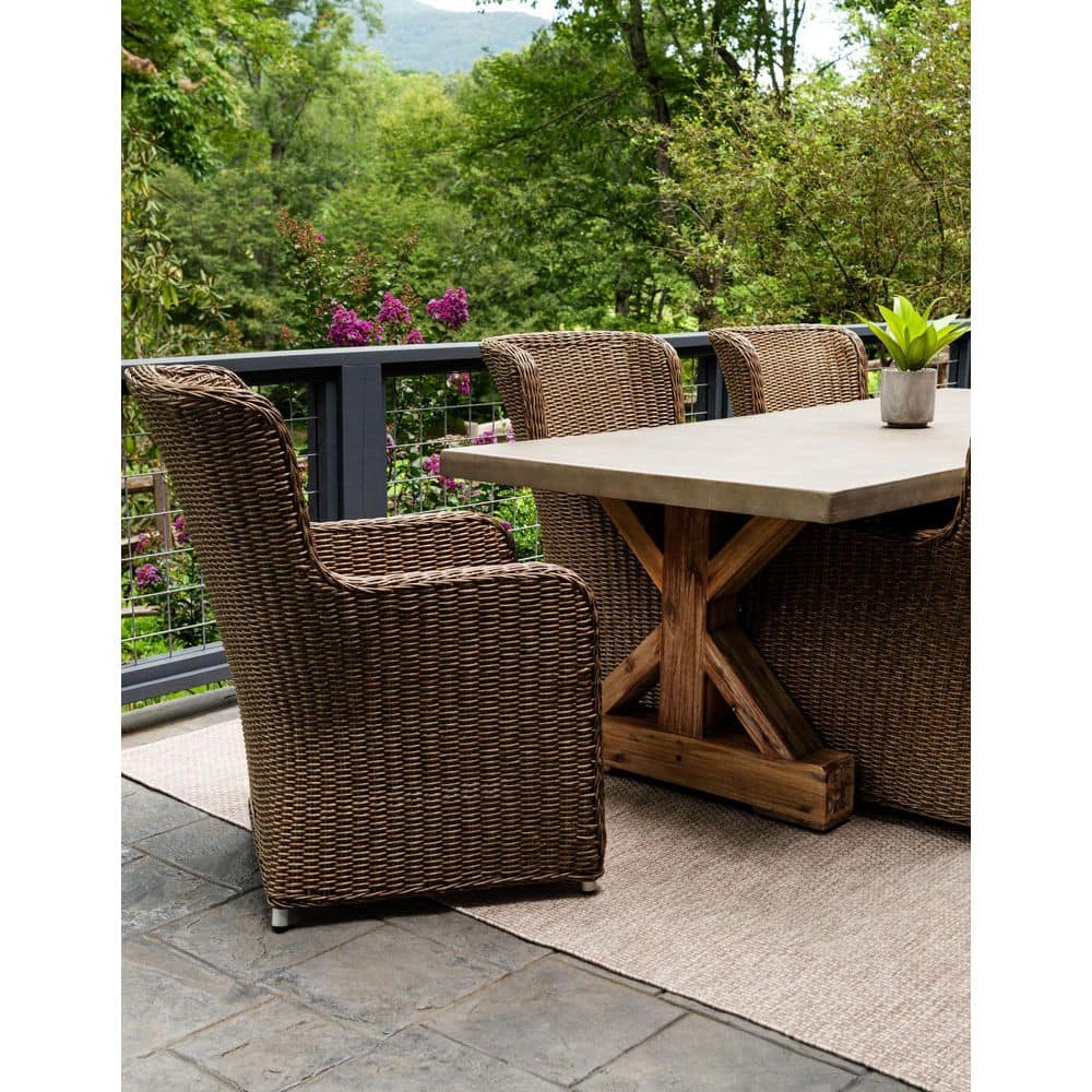 Beige Rectangular Stain-Resistant Outdoor Area Rug 4' x 6'