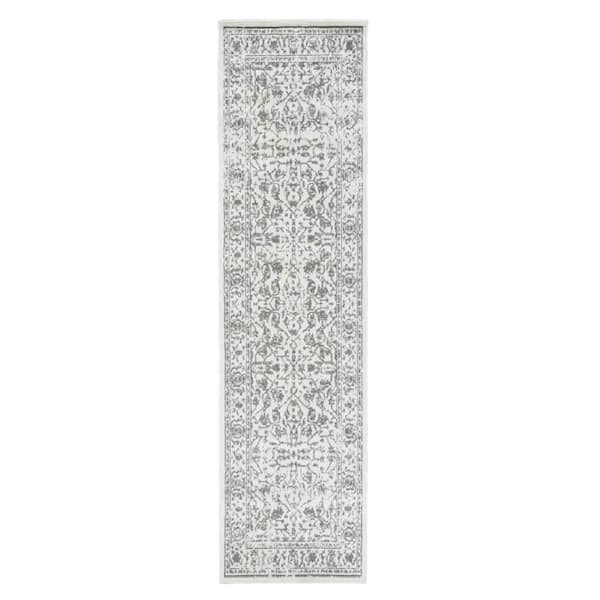 Amer Rugs Alpine 3 ft. X 10 ft. Light Gray, Ivory Border Area Rug