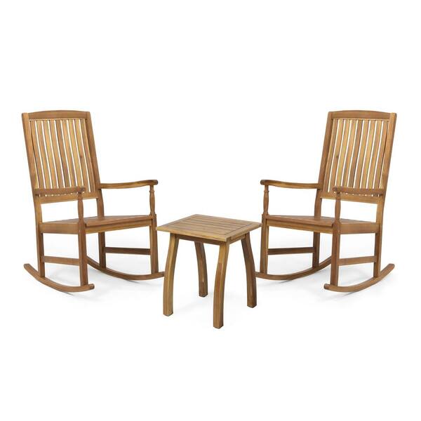 Arcadia Teak Brown 3-Piece Wood Outdoor Patio Conversation Seating Set