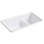 Iron Tones Smart Divide Drop-In Undermount Cast Iron 33 in. Double Bowl Kitchen Sink in White