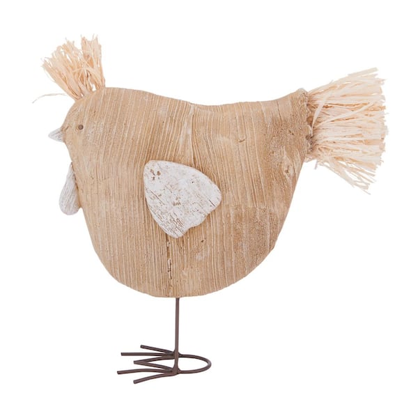 Elements 11 in. Resin Light Brown/Beige Chicken Tabletop Decor