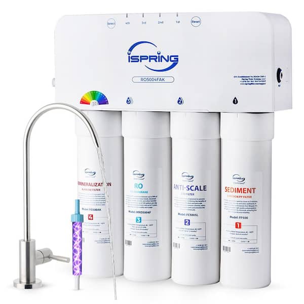 Alkaline Reverse Osmosis Water Filter with UV, 500 GPD, 2:1 Pure to Drain, Tankless Remineralization RO with Boost Pump