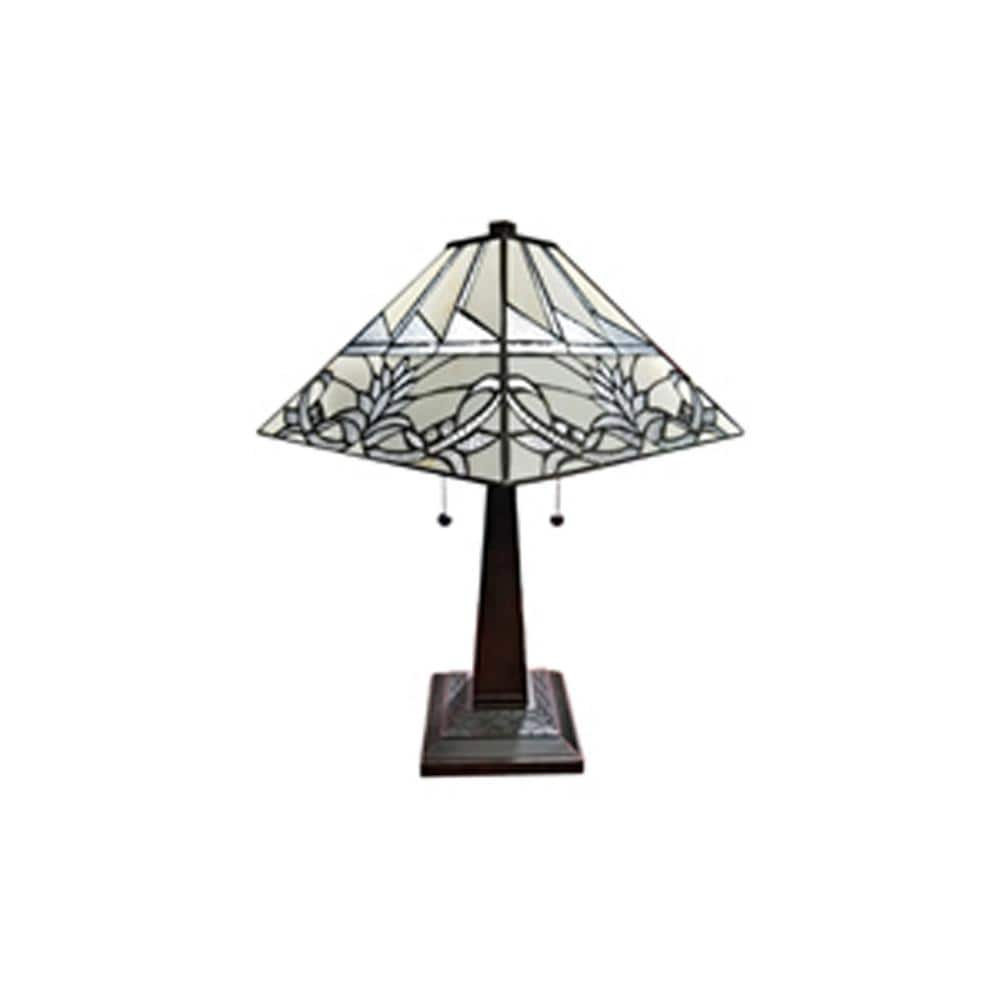 Tiffany Style 22" White Stained Glass Table Lamp
