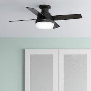 Dempsey 44 in. Indoor Matte Black Ceiling Fan with Remote Control and Light Kit Included