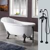WOODBRIDGE Helena 59 in. Heavy Duty Acrylic Slipper Clawfoot Bath Tub in White Faucet, Claw Feet, Drain & Overflow in Matte Black HBT7017