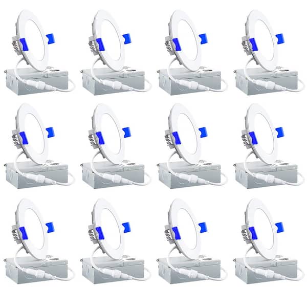 5/6in.12 Watt Color Selectable Indoor Integrated LED Flush Light With J-Box Dimmable 1050LM Lighting 12 Pack
