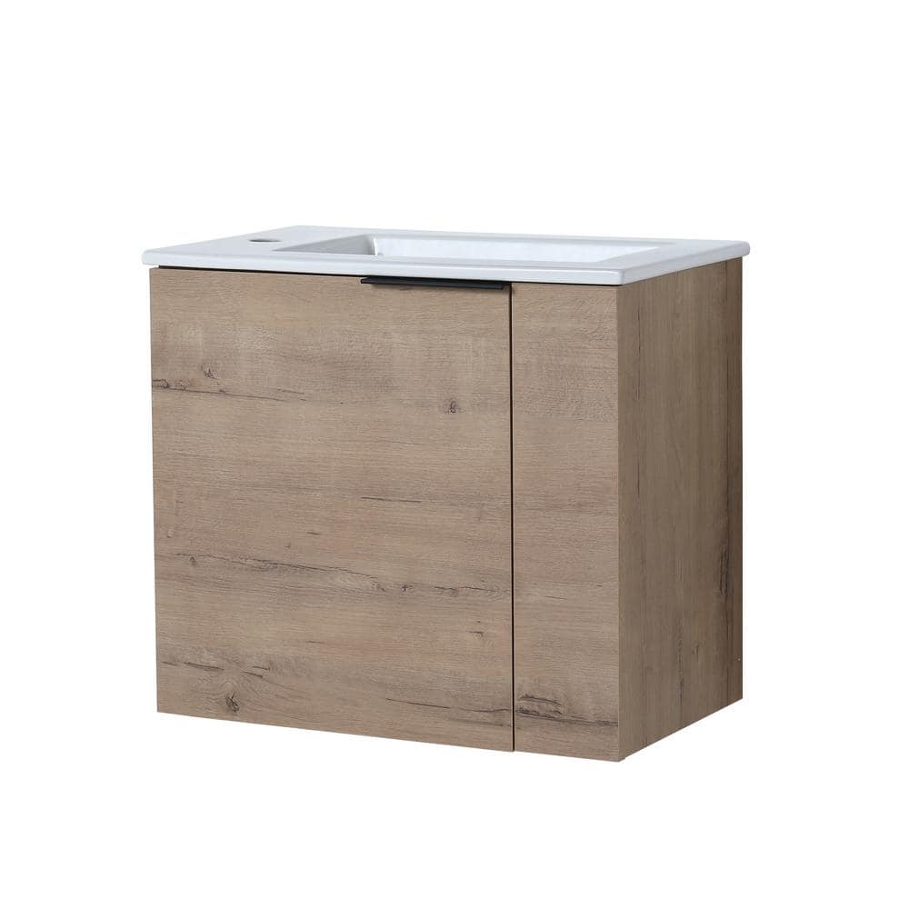 22 in. W x 13 in. D x 19 in. H Floating Bath Vanity in Imitative Oak with Single White Porcelain Sink and Top price history on PriceWatchPro