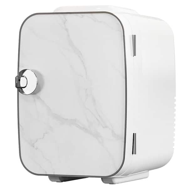 Relyblo 0.15 cu. ft. Manual Defrost Mini Upright Freezer in Marble White Small Portable Refrigerator for Skincare
